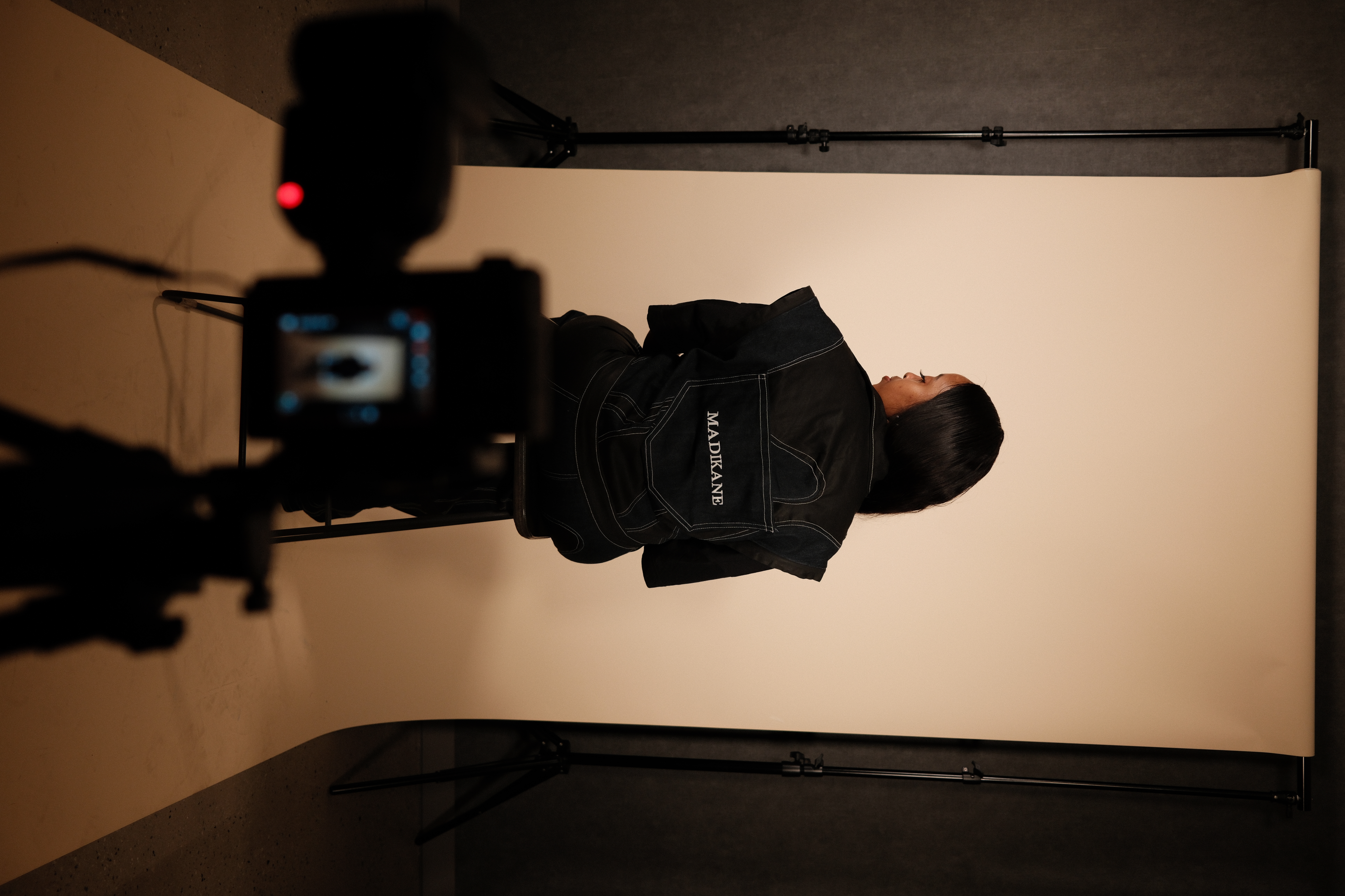Woven Garnet — Madikane jacket, rear portrait