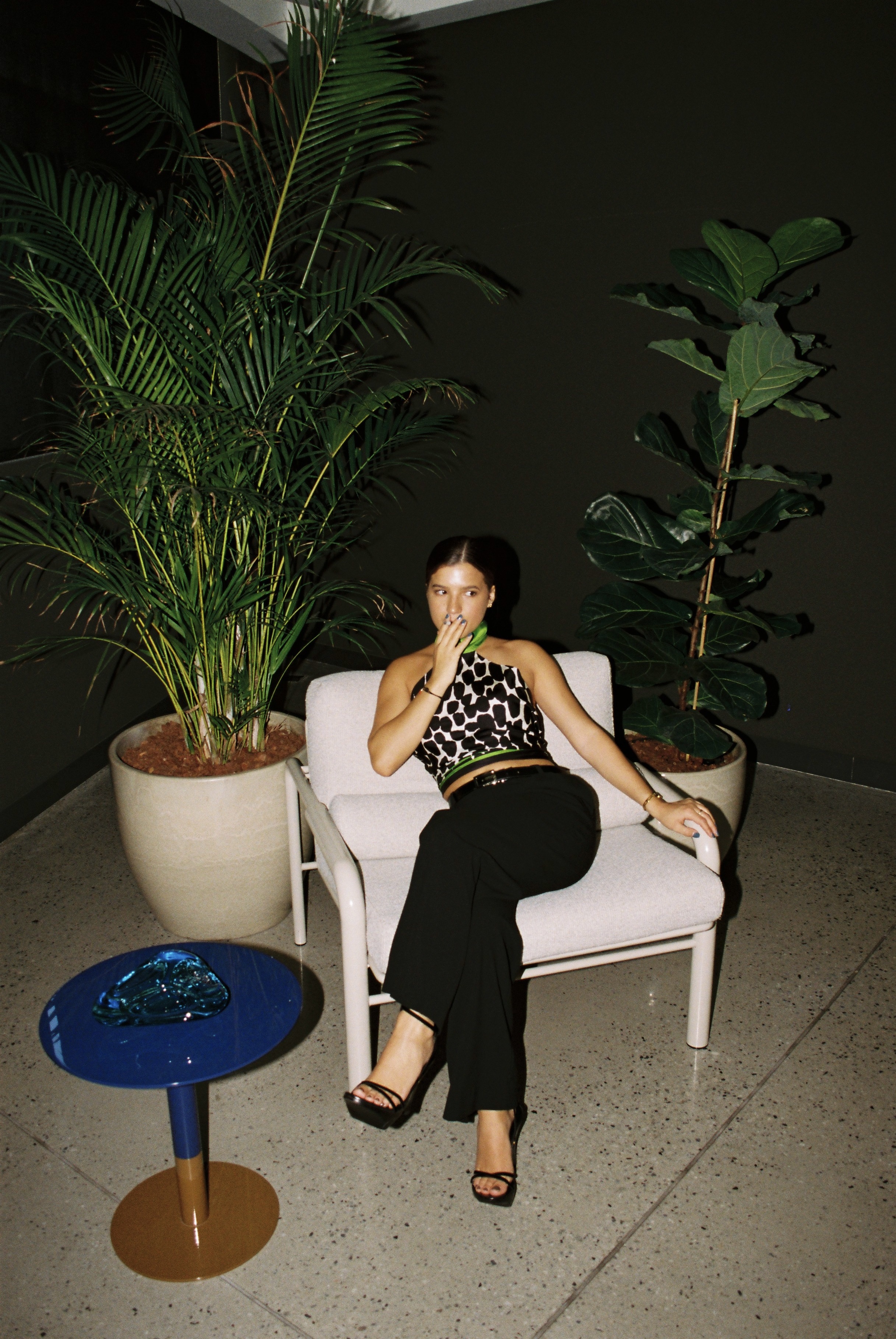 Gucci editorial — animal print top with Gucci bag